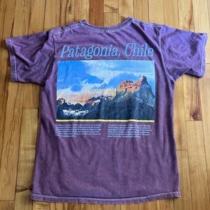 Patagonia, Chile purple mountain National Geographic tee tshirt medium